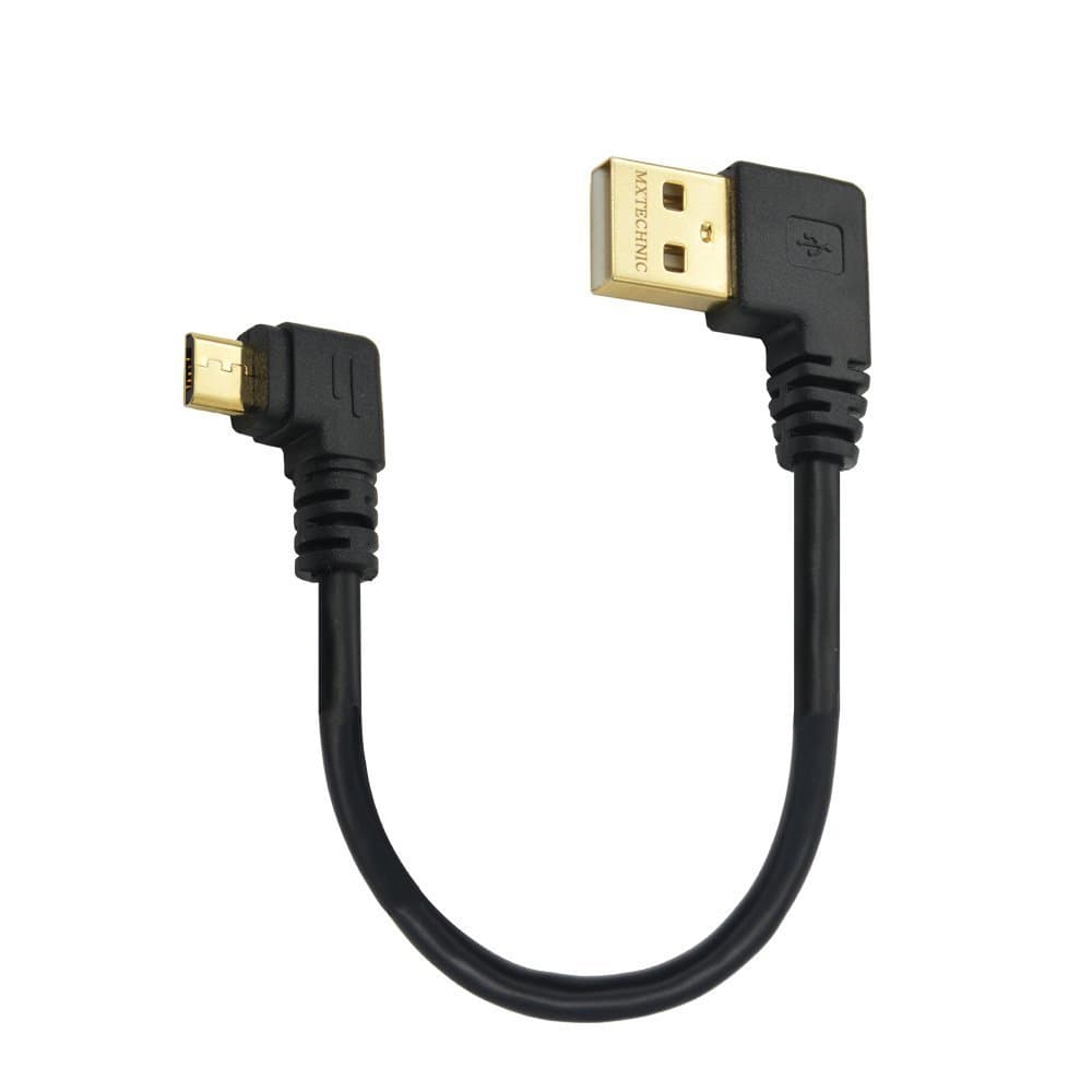 Micro USB Data Cable 5.9 inch 90 Degree Left Angle USB 2.0 A Male to Micro B Left & Left Angle for syncing Charging Smartphones, GPS, External Hard Drives (Black)