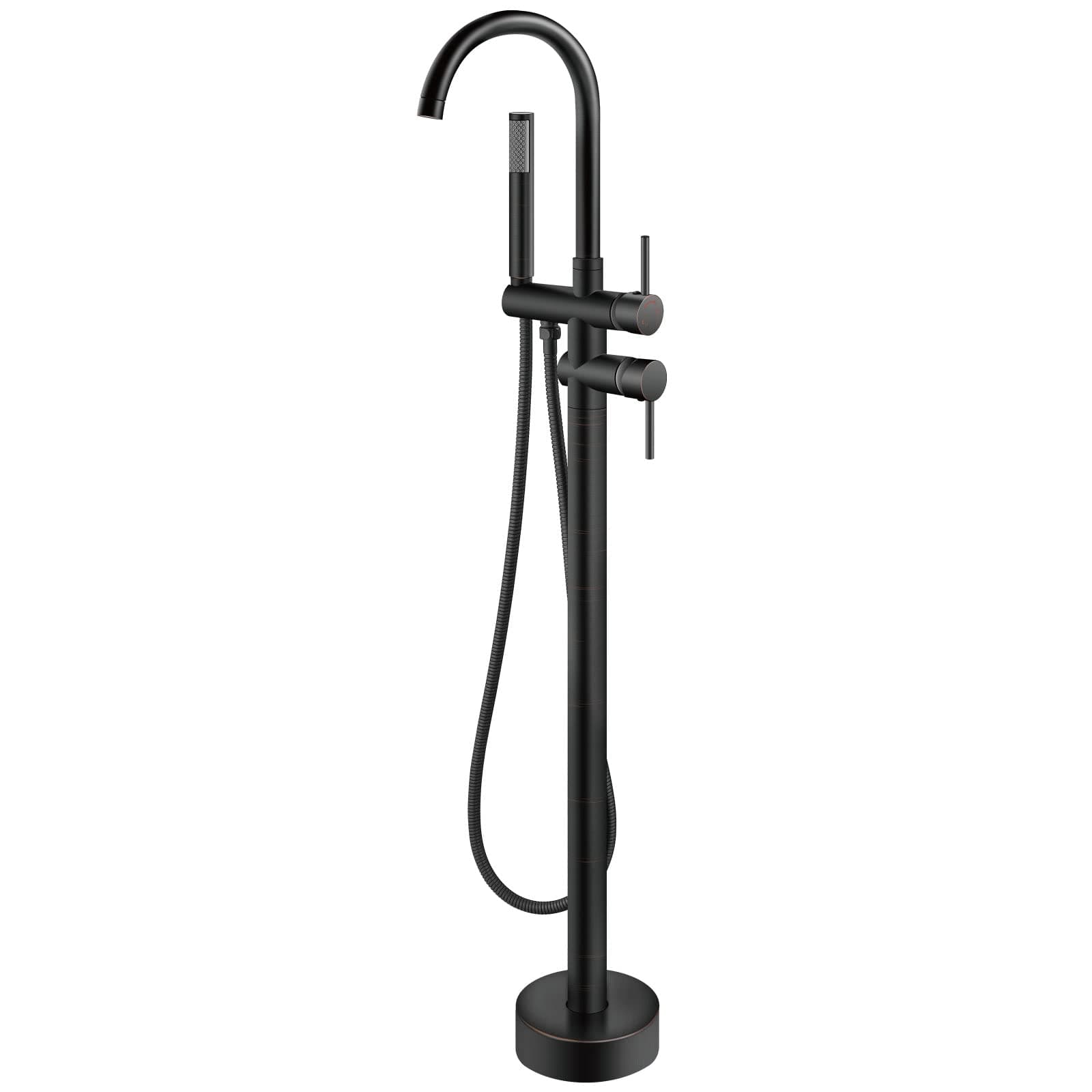 Aolemi Floor Mount Bathtub Faucet Freestanding Tub Filler Standing High Flow Shower Faucets Shower Mixer Taps, Swivel Gooseneck Spout with Cylinder Handheld Oil Rubbed Bronze