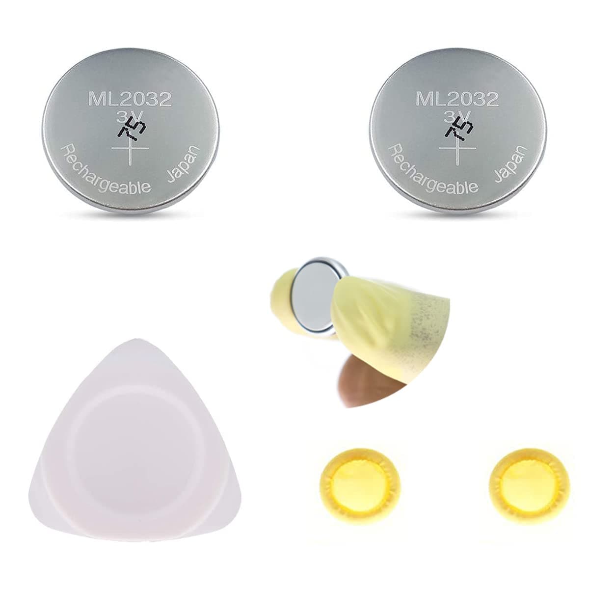 LeFix 3V ML2032 Rechargable Coin Cell Lithium Battery for Logitech K750 Solar Keyboard,Sega Dreamcast|Plastic Scribe and Anti-Static Finger Glove Kit (2Pack)