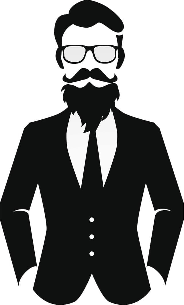 Dapper Handsome Man Black Silhouette Cartoon Vinyl Decal Sticker (2" Tall)