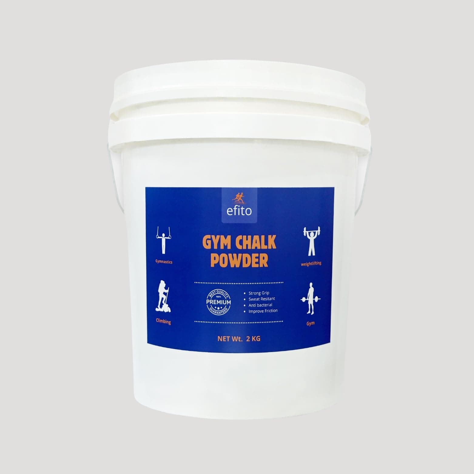 efito Gym Chalk Powder, 2kg Pure Magnesium Carbonate for Gym, Weightlifting, Bodybuilding, Rock Climbing, Gymnastics & Sports, Superior Grip, Sweat-Free Performance and Enhanced Control