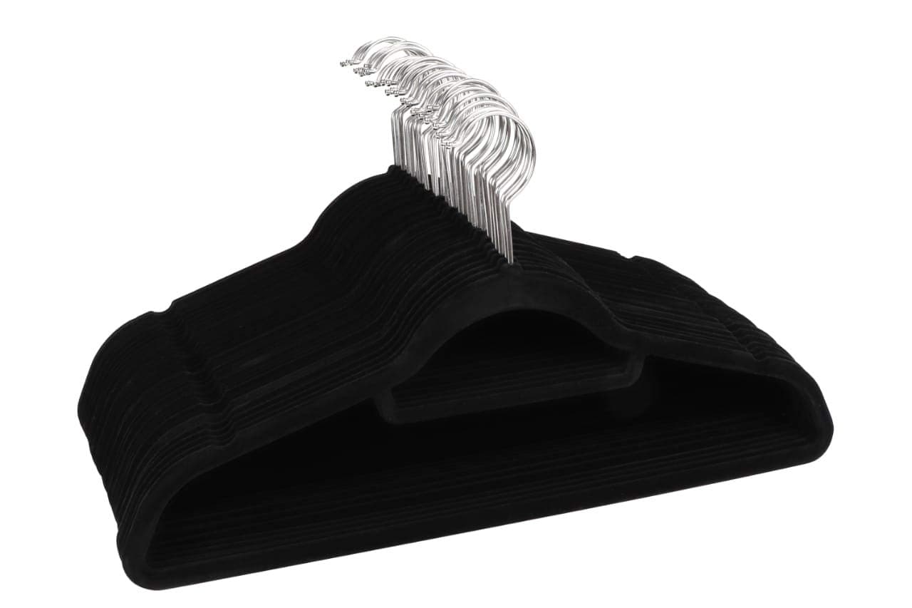 Made for UAE Premium Non-Slip Black Velvet Clothes Hanger (30 Pack) Ultra-Thin Space Saving 360 Degree Swivel Hook Strong and Durable Suit Hangers Hold Up-To 10 lb. For Jacket Jeans and Dress Clothes