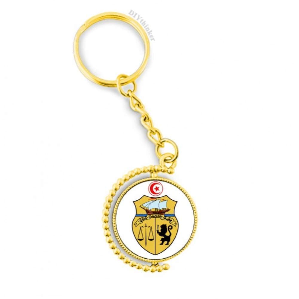 Tunisia Asia National Emblem Metal Connector Key Chain Ring Accessory Golden Keyholder