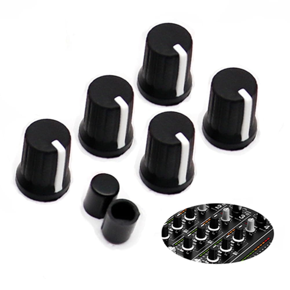 5pcs Universal EQ Rotary Knob Replacement Equalizer Potentiometer Fader Knobs Push Rod Cap for DJ Controller Mixer Console Pioneer DJM、DDJ、XDJ, Denon Numark AKAI Rane VESTAX (Black Hats)