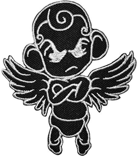 Papapatch Cute Baby Angel Cupid Thinking Funny Cartoon Sew on Iron on Embroidered Applique Patch - Black (IRON-THINK-CUPID-BK)