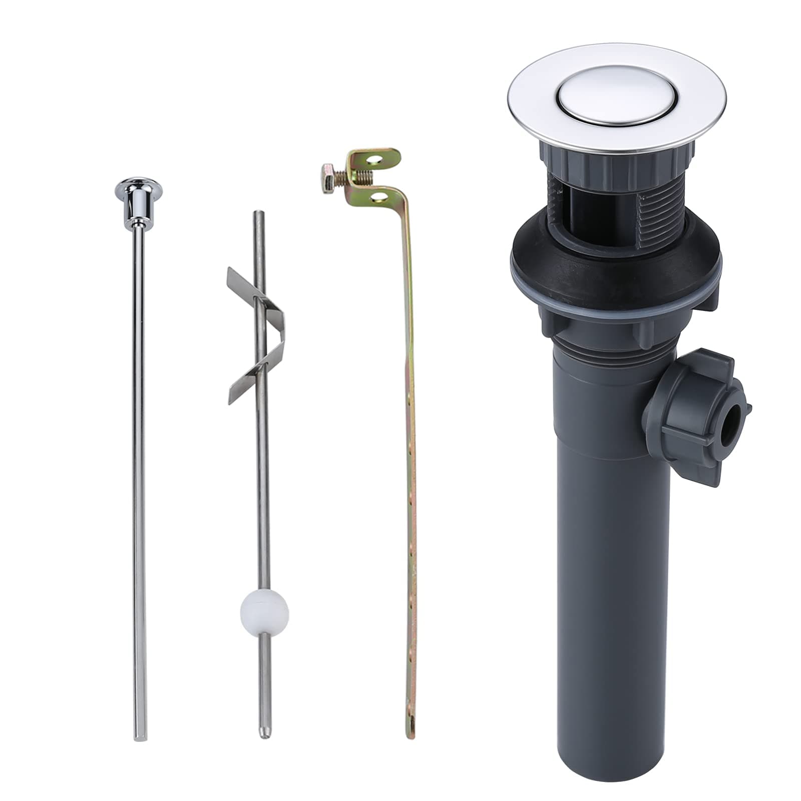 Bathroom Sink Drain with Lift Rod, ARCORA Sink Drain with Overflow, Chrome Drain Stopper for Vessel Sink