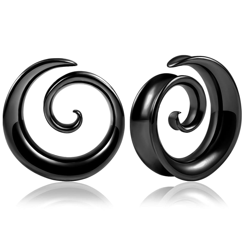 2PCS Fashion Round Spiral Saddle 316 Stainless Steel Ear Tunnels Plugs Stretcher Gauges For Ear lobe Expander Piercing Body Jewelry
