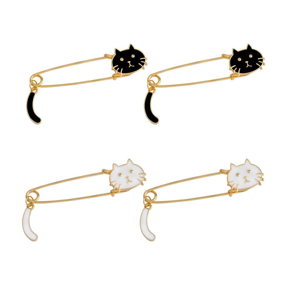 Mystart 4 Pieces Lovely Enamel Cat Brooches Pins Safety Pins Scarf Lapel Pins DIY Jewelry Craft Accessories