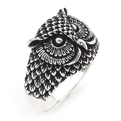 Turkish Jewelry Owl Cool Animal Face 925K Sterling Silver Men's Ring