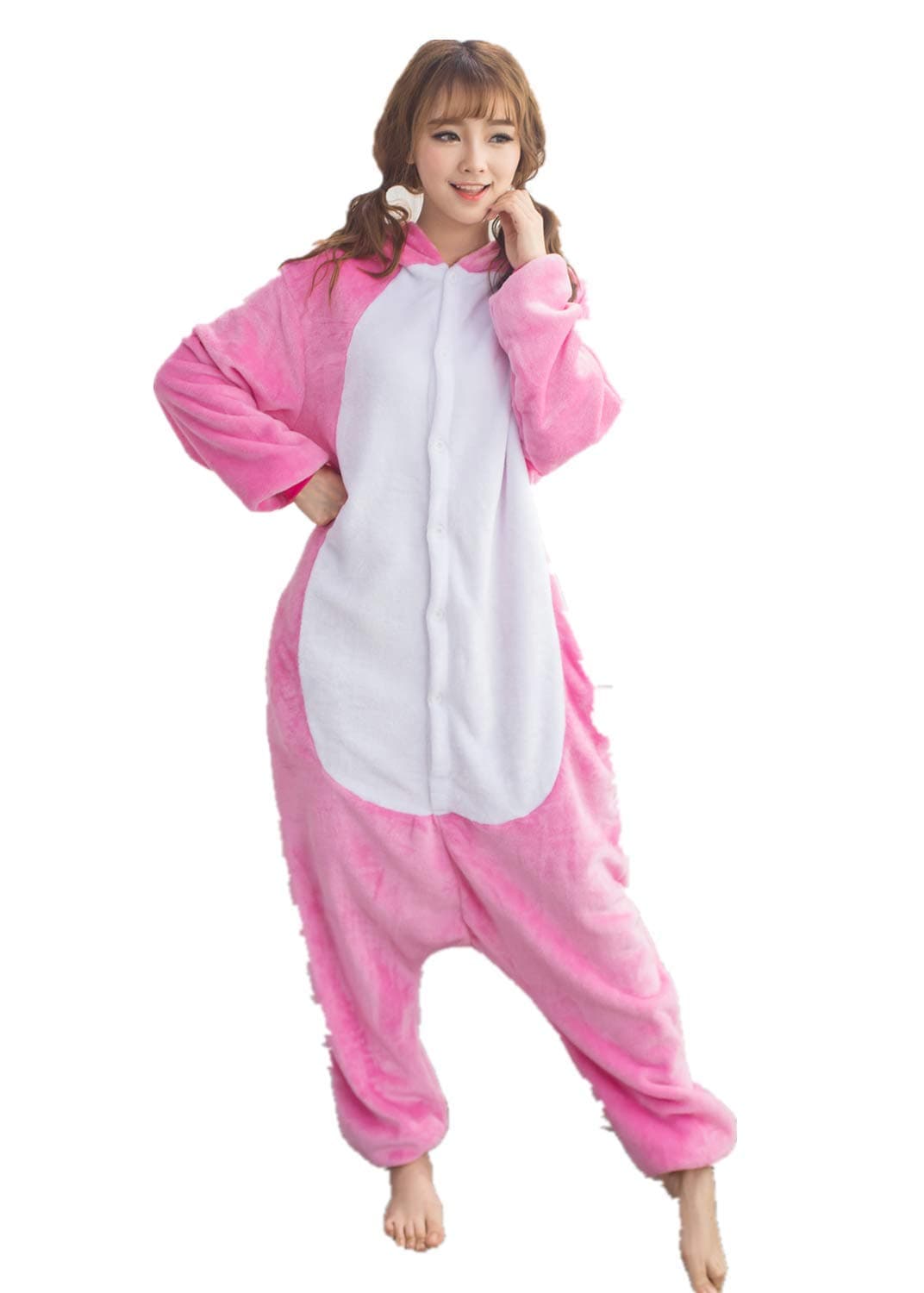 Bunny Rabbit Halloween Animal Pajamas Homewear Lounge Wear (M) Rose Red