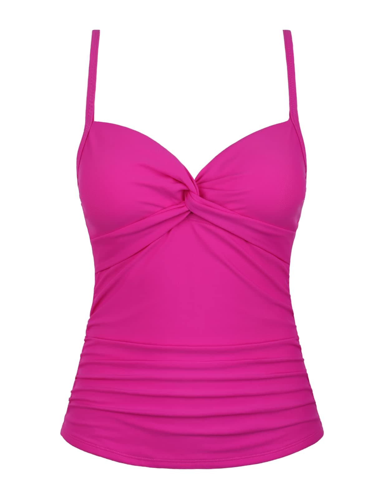 Mycoco V Neck Tankini Tops for Women Swimwear Tummy Control Swim Tops Ruched Padded Bathing Suit Tops