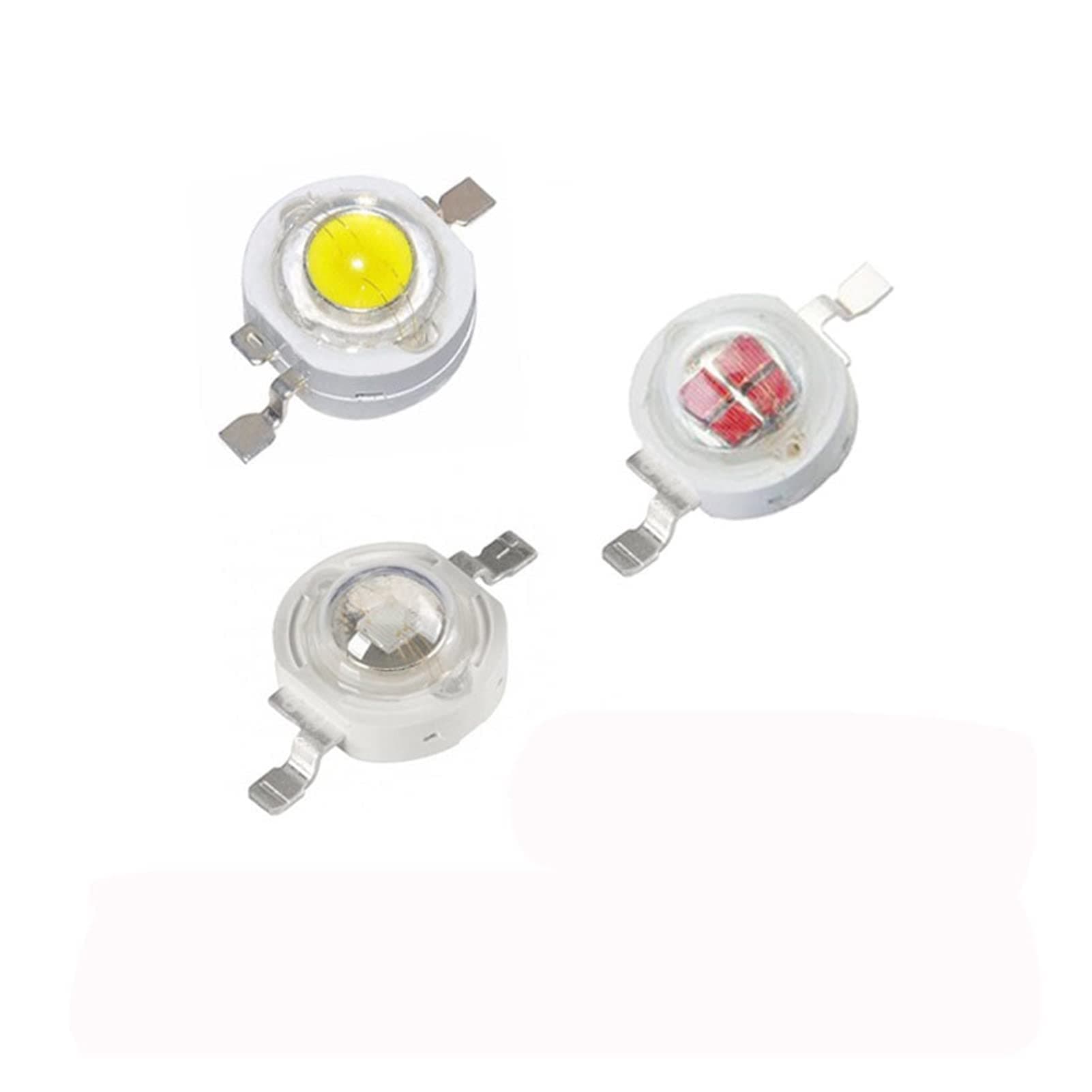 Mainaisi 10pcs 1W 3W 5W High Power LED Chip Lamp Bulbs SMD COB Diodes Warm Cold White Red Green Blue Yellow 440 660nm Grow Light Beads (Emitting Color : White Full Spectrum, Wattage : 5W 50pcs)