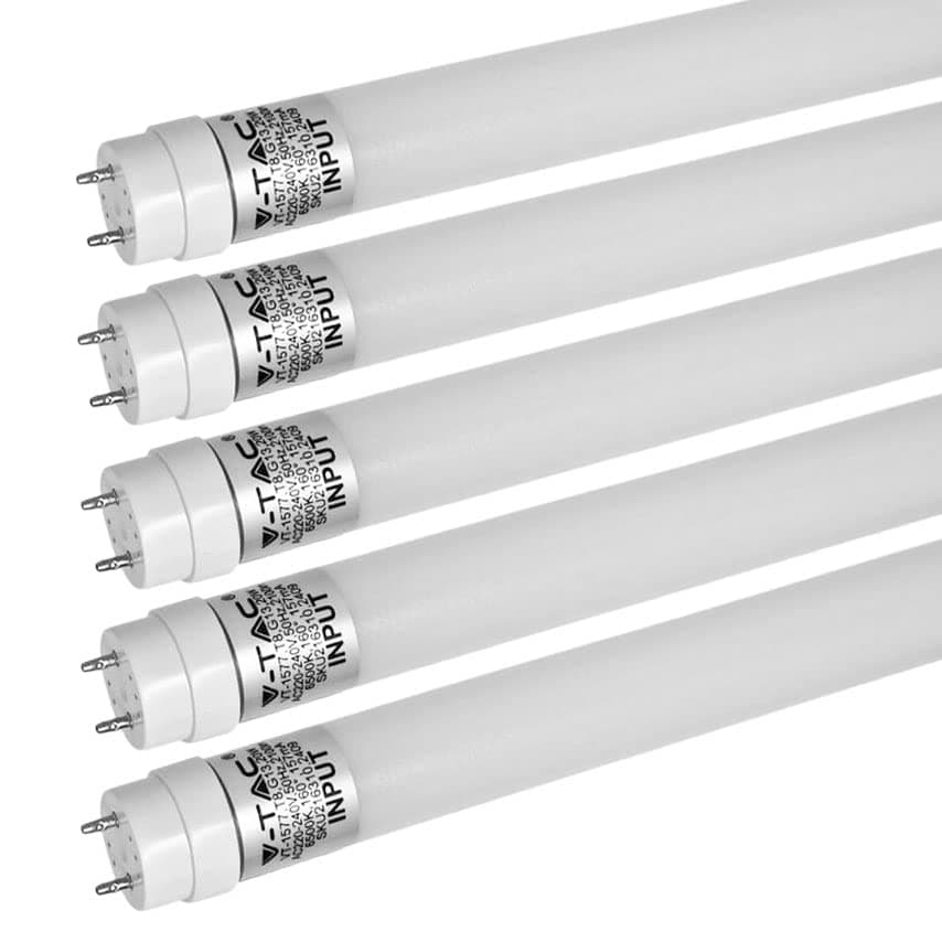 Set of 5 LED Tubes 60 cm Neutral White (4000 K), 850 Lumen, T8, G13-9W (Replaces 18 W), Includes Starter, LED Tube Fluorescent Tube Neon Tube Light