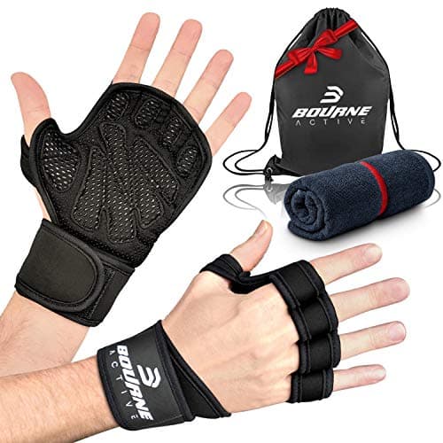 Ventilated Weight Lifting Gloves for Fitness Workout, Gym Towel & Carry Bag. Wrist Wrap Support for Weightlifting & Cross Training Fitness. Full Palm Protection Gym Gloves for Men & Women.