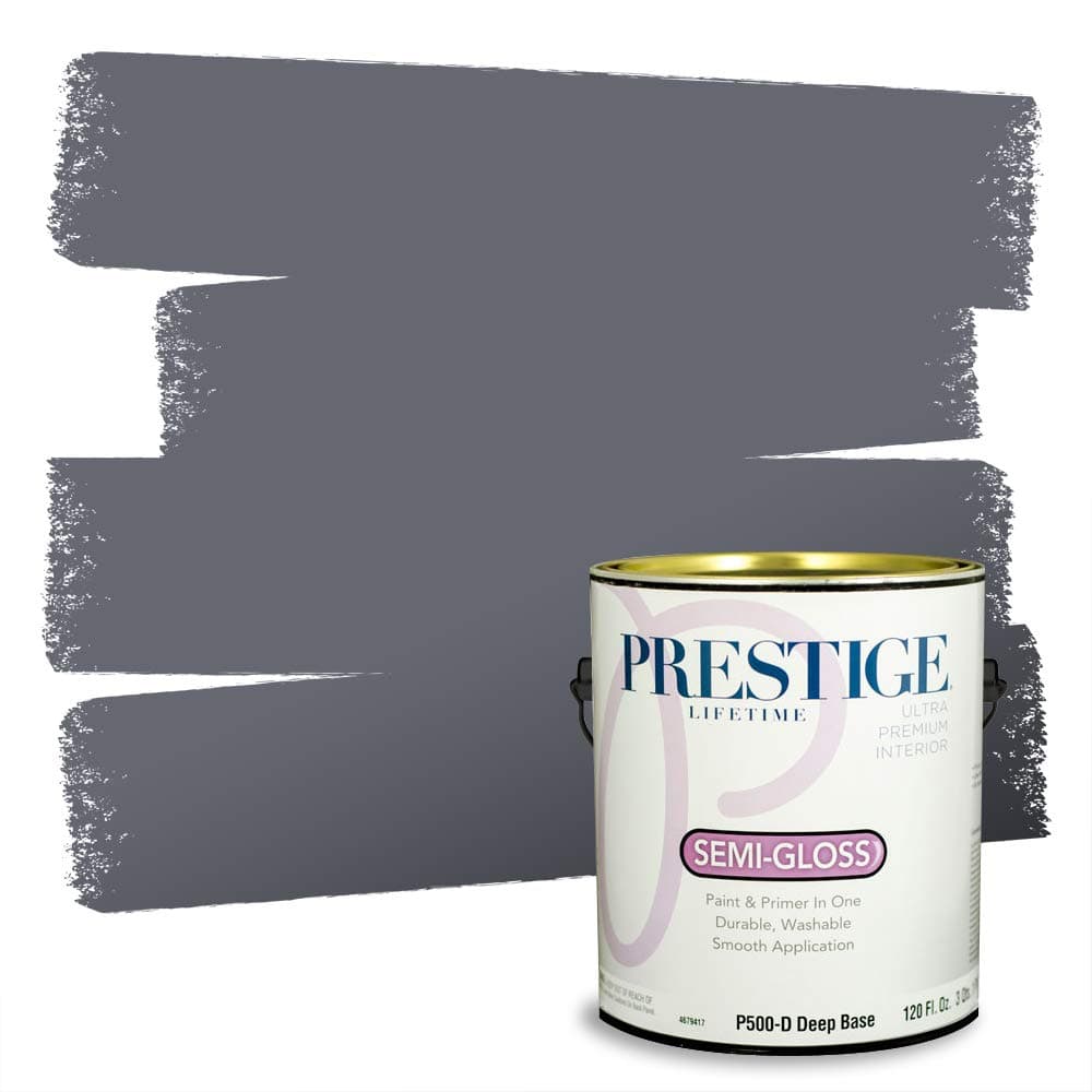 - PRESTIGE Interior Paint and Primer in One, Seal Gray, Semi-Gloss, 1 Gallon