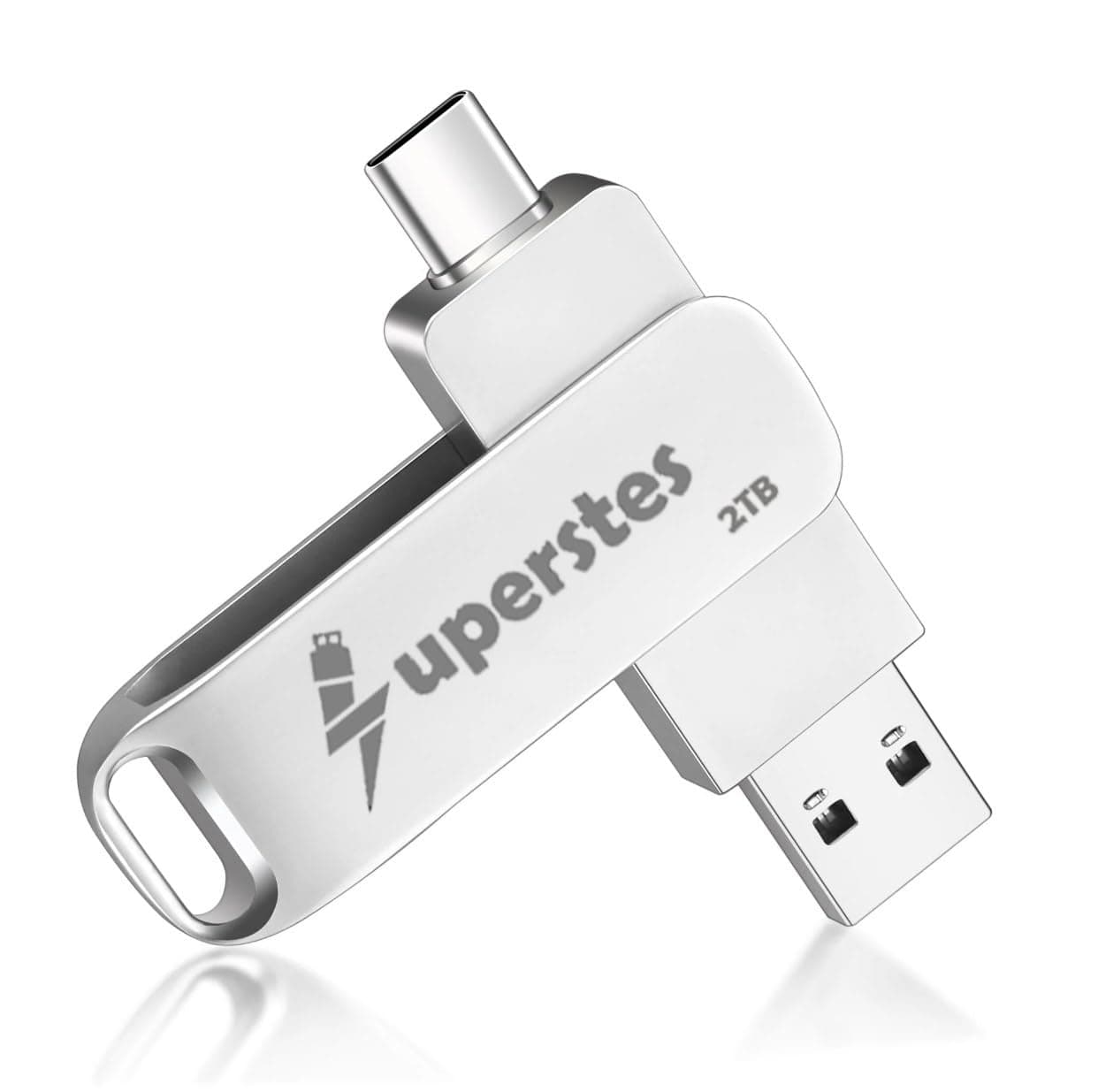 Superstes 2TB USB Flash Drive Type C Interface High Speed USB Flash Drive Dual Drive 2in 1 Thumb Drive with Keyhole and Keychain OTG for Smartphones, Computers, Tablets, PC