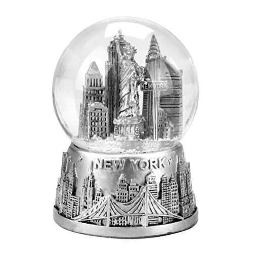New York City with Statue of Liberty in Silver Snow Globe 65mm