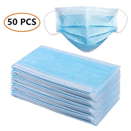 50Pcs Disposable Face 𝐌𝐀𝐒𝐊 with 3 Layer Filter, 3 Ply Filter Breathable Safety 𝐌𝐀𝐒𝐊 with Elastic Earloop