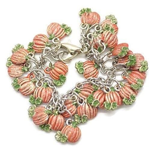 Jooniebeads TreasuresHand-Painted Pumpkin Charm Bracelet Fall Autumn Halloween