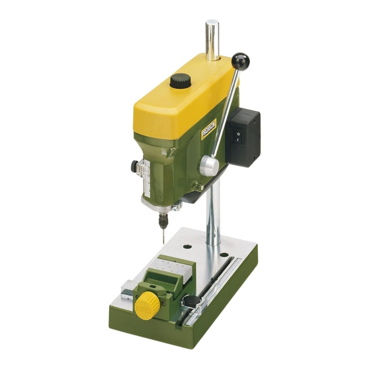 PROXXON Precision Bench Drill Press - Micro Hole Capability, Adjustable Depth & Table, 3-Speed Selection, Durable Design, with 6 Precision Collets for Detailed Projects - TBM 115
