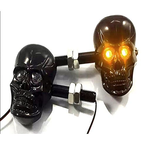DigRepair Motorcycle Skull Head Turn Light Indicator 12V LED Amber Light Lamp(1pair)