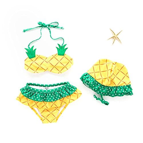 ARSTART Baby Girls Cute Pineapple Bathing Suits Halter Two-Pieces Bikini Set with Hat Tankini Swimsuits