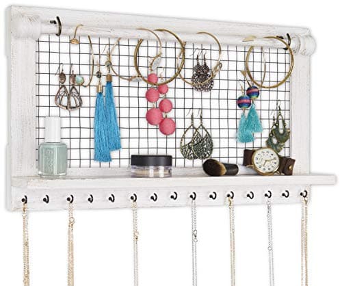 Jewelry Organizer with Bracelet Rod (Farmhouse White)