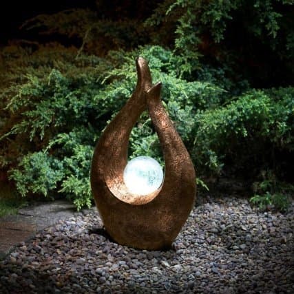 Artistic Garden Sculpture with Solar Crackle Ball- Bronze by ultimatesalestore
