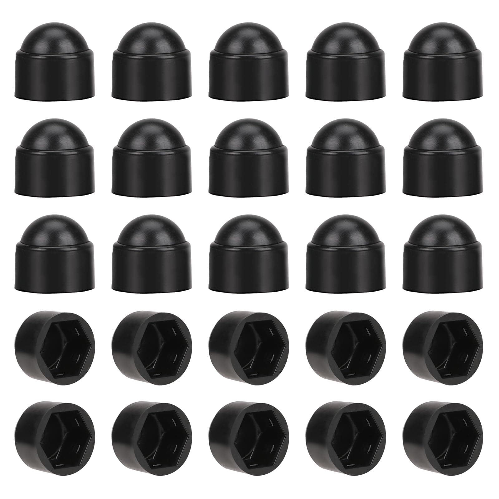 M8 (13mm Wrench) Black Plastic Nut and Bolt Protective Dome Cover Hex Nut Cover Nut and Bolt Protection Caps Cover for Bolts,Hex Hexagon Screws, 30 PCS