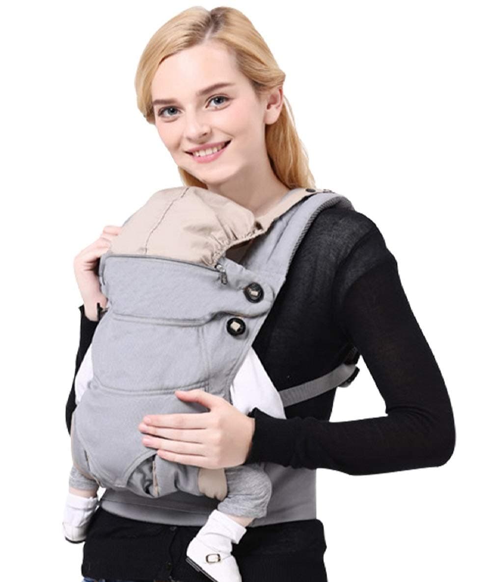 Soft Baby Carriers Front and Back with Hood & Adjustable Hip Seat - All Seasons Cotton Baby Carrier Wrap Sling Backpack Infants Nursing for Newborn to Toddler Up to 44 lbs/20kg