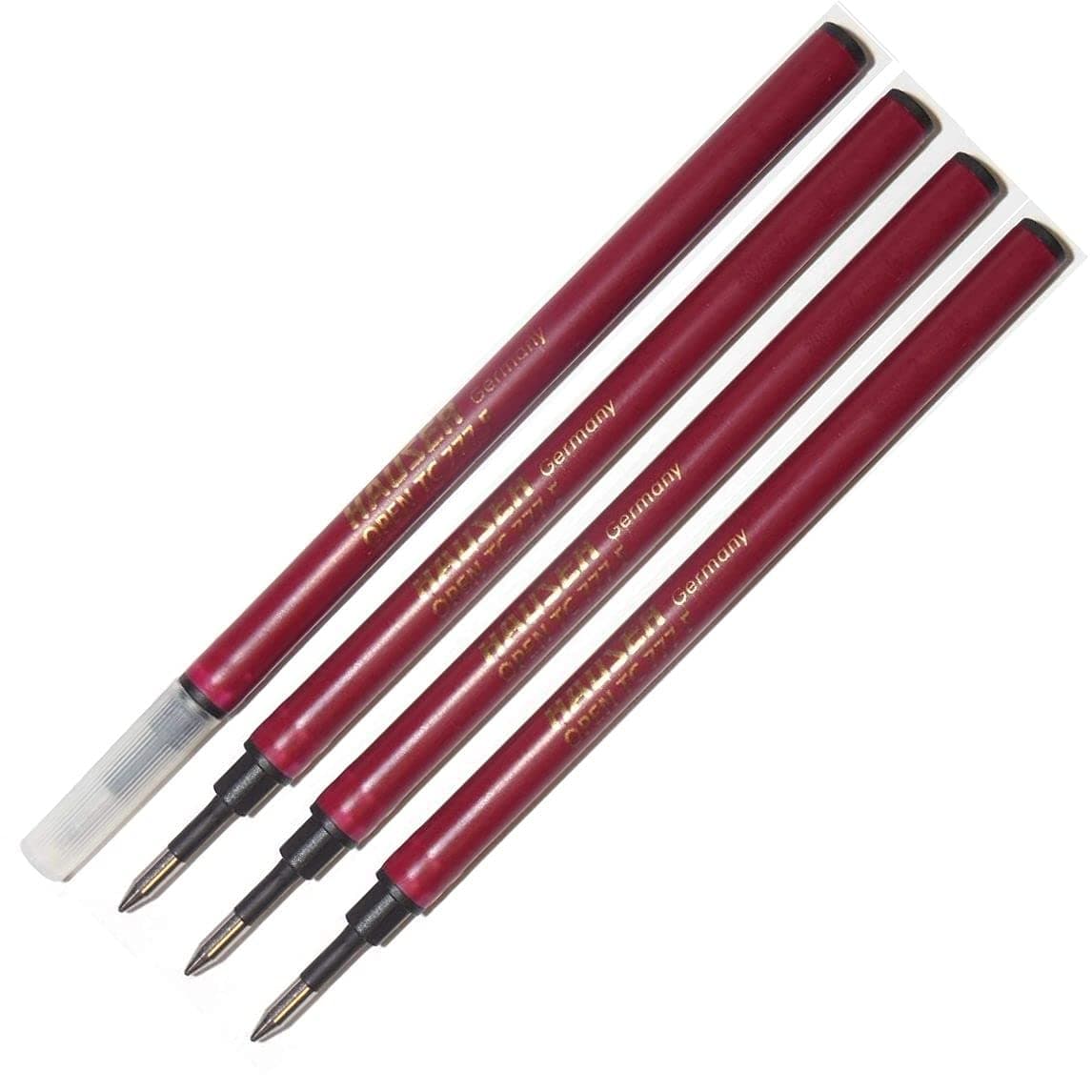4 Pack, Hauser Open TC 777 Rollerball Pen Refill, Fine Point (Bulk Packed) (Black)