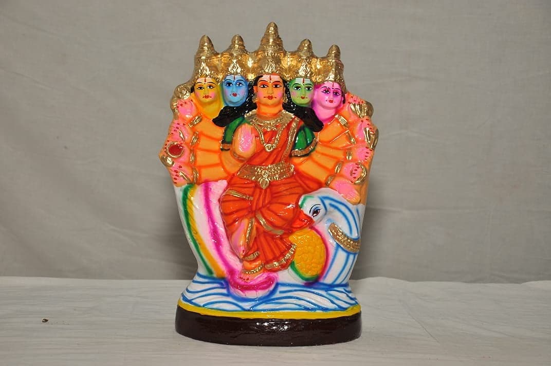 Krisha Krafts Decors- Gayathiri Devi 1.25 Feet Doll for Navarathiri Idol Clay & Papermache Doll for Navarathiri golu Doll