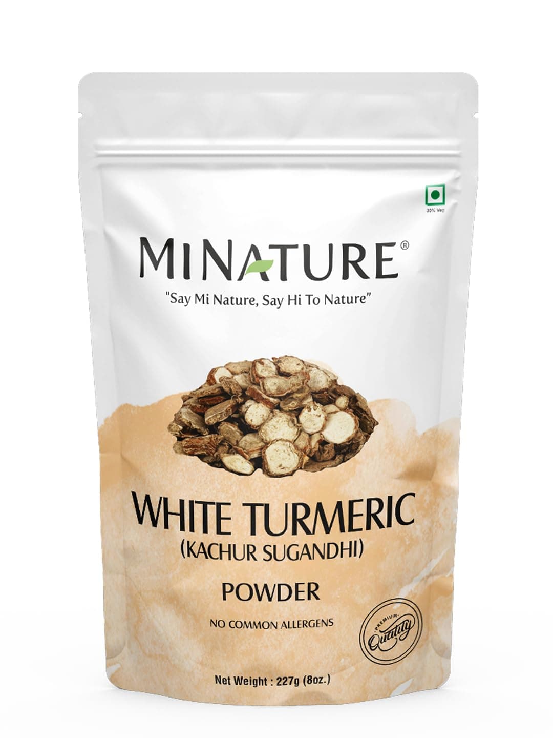 White Turmeric Powder by mi nature | Kachur, Curcuma zeodaria,Poolankilangu| 227g(8 oz) (0.5 lb) | Does not stain | White turmeric for face and skin | 100% Natural| From India