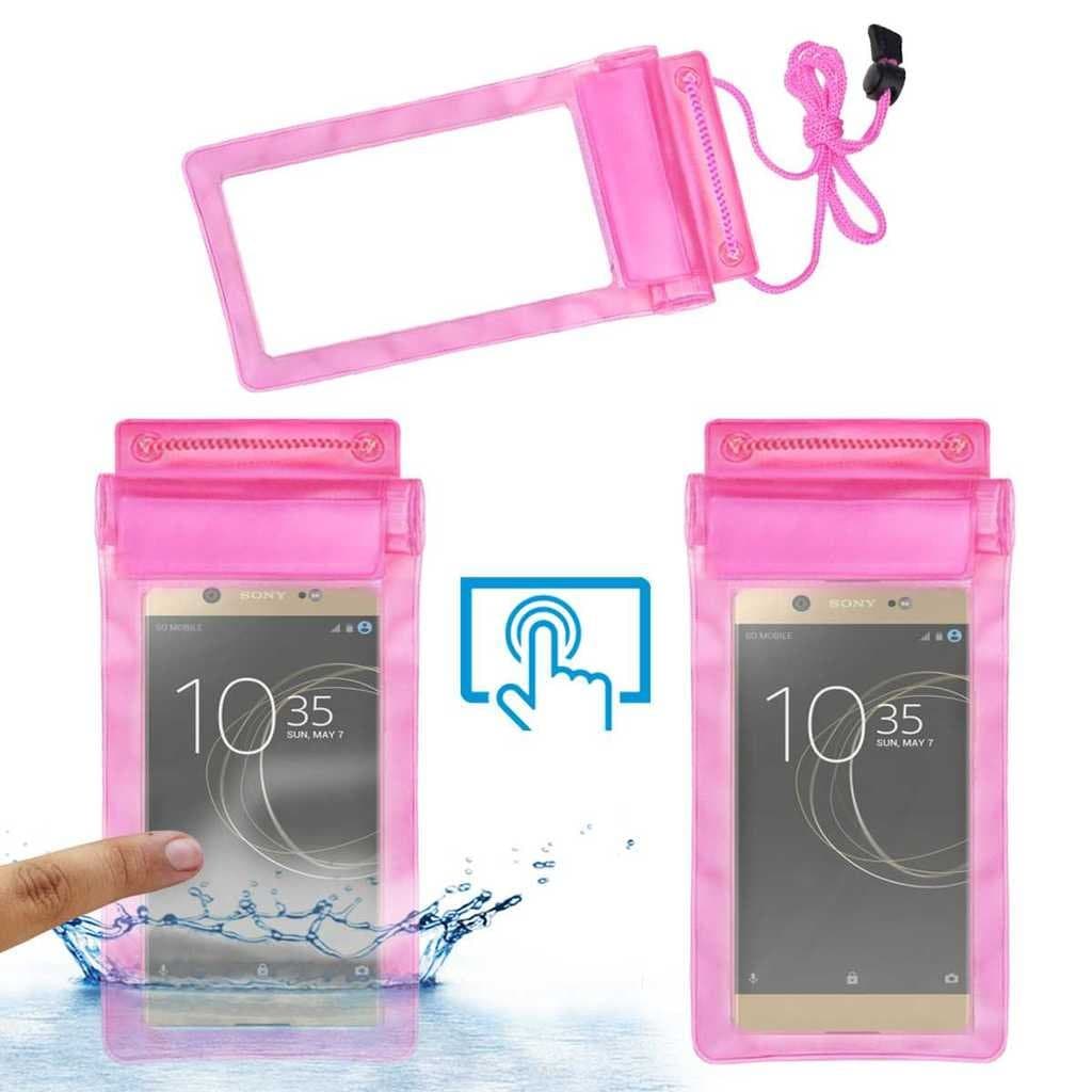 ACM Waterproof Bag Case Compatible with Sony Xperia Xa1 Ultra Dual Sim Mobile (Rain,Dust,Snow & Water Resistant) Pink