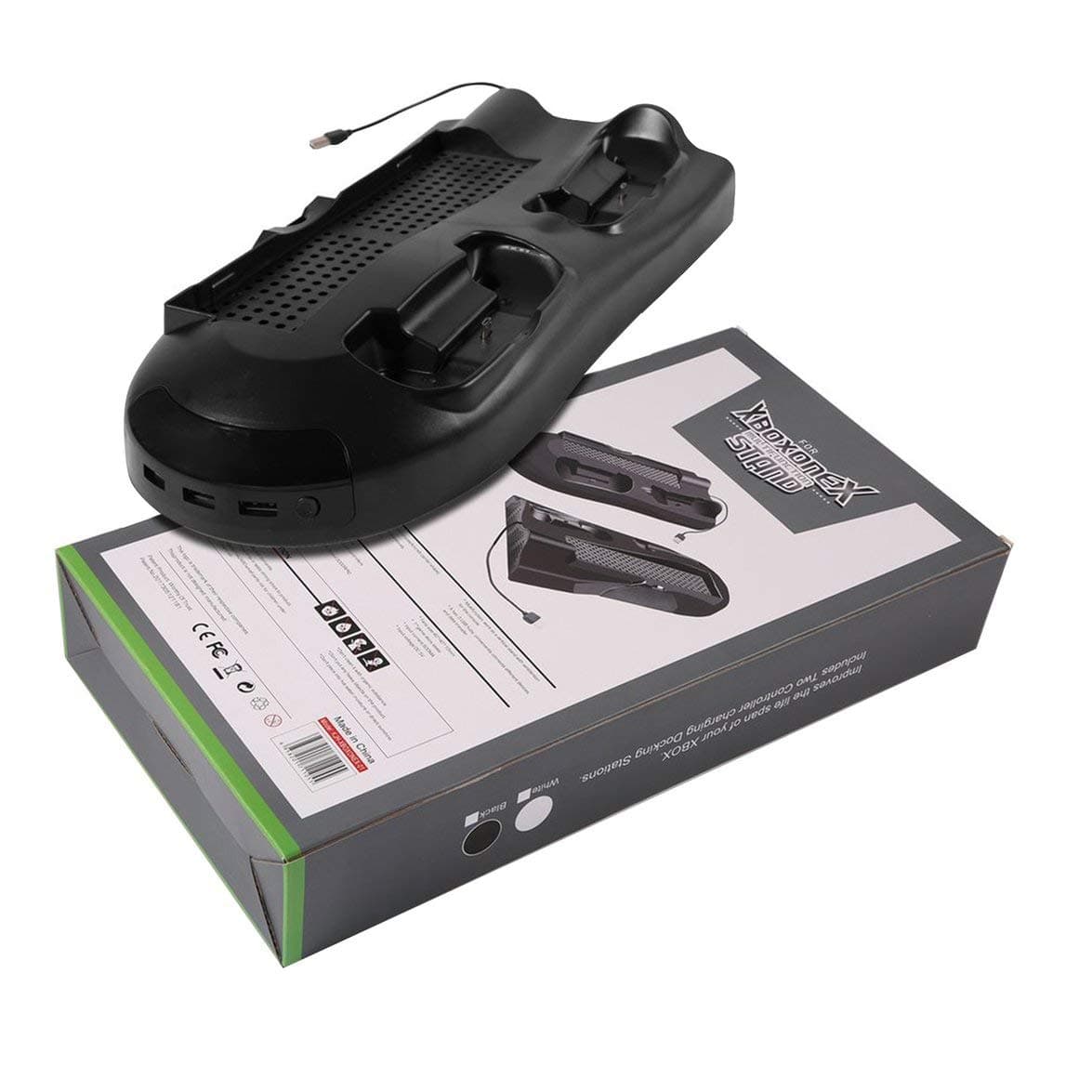 MqbY KJH Multifunctional Vertical Stand for Xbox One X Cooling Fan Joystick Charging Station with Game Discs Storage Bracket