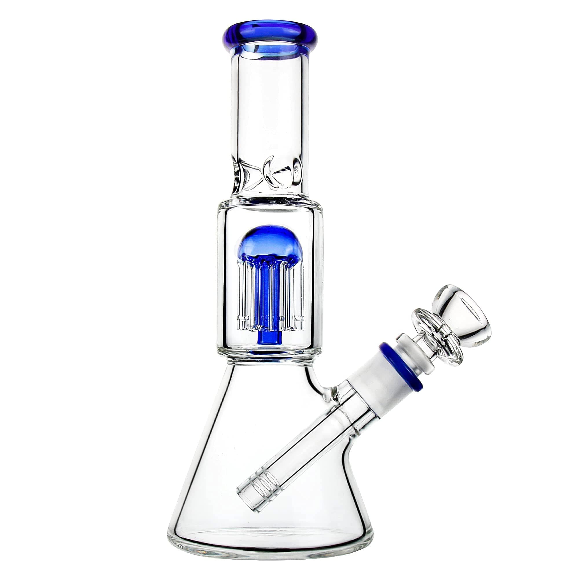 The7boX Thick Beaker Water Bong 25cm and14mm/14.5mm Blue Glass Bongs 9.8inch Welldown Pipe