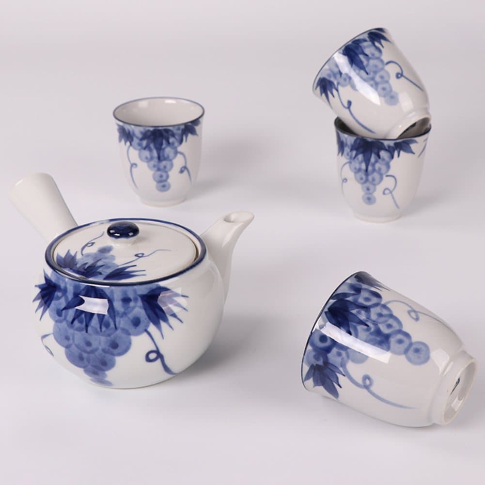 Ceramic Teapot,Japanese-style Stainless Steel Tea-leaking Teapot 400ml Size 1-2 People Teacup Hand-painted Household Use Side Pot-O