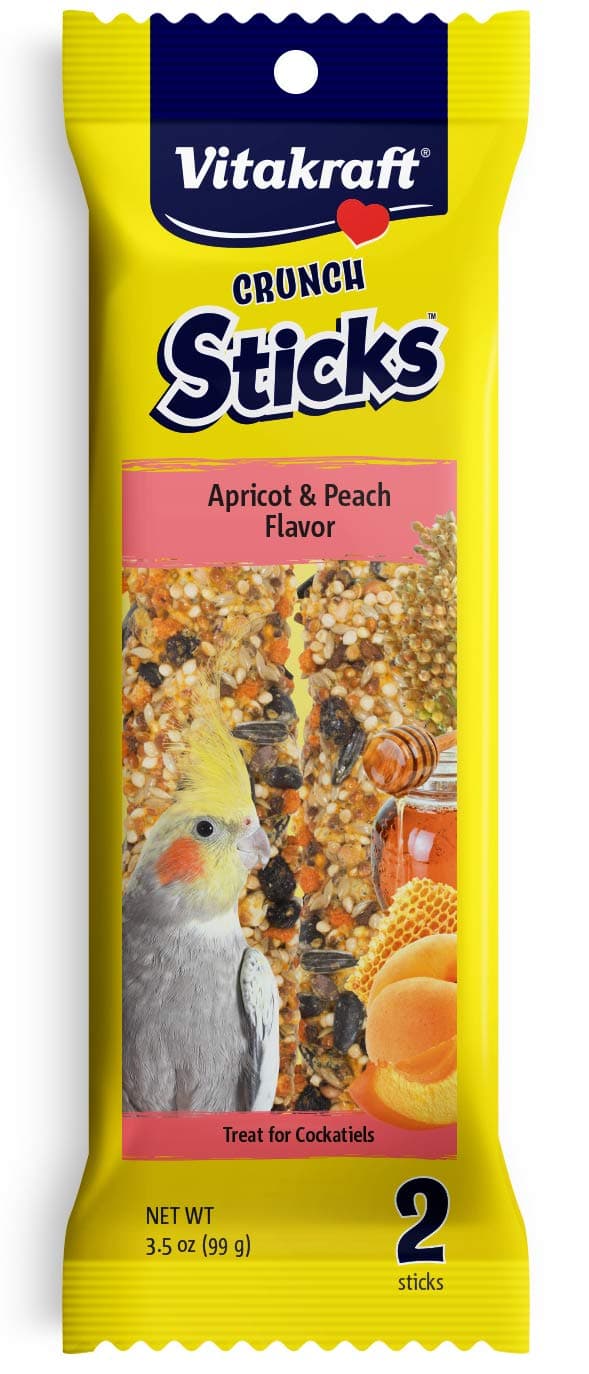 Vitakraft Crunch Sticks Apricot & Peach Flavor Cockatiel Treat (2 Sticks), 3.5 oz