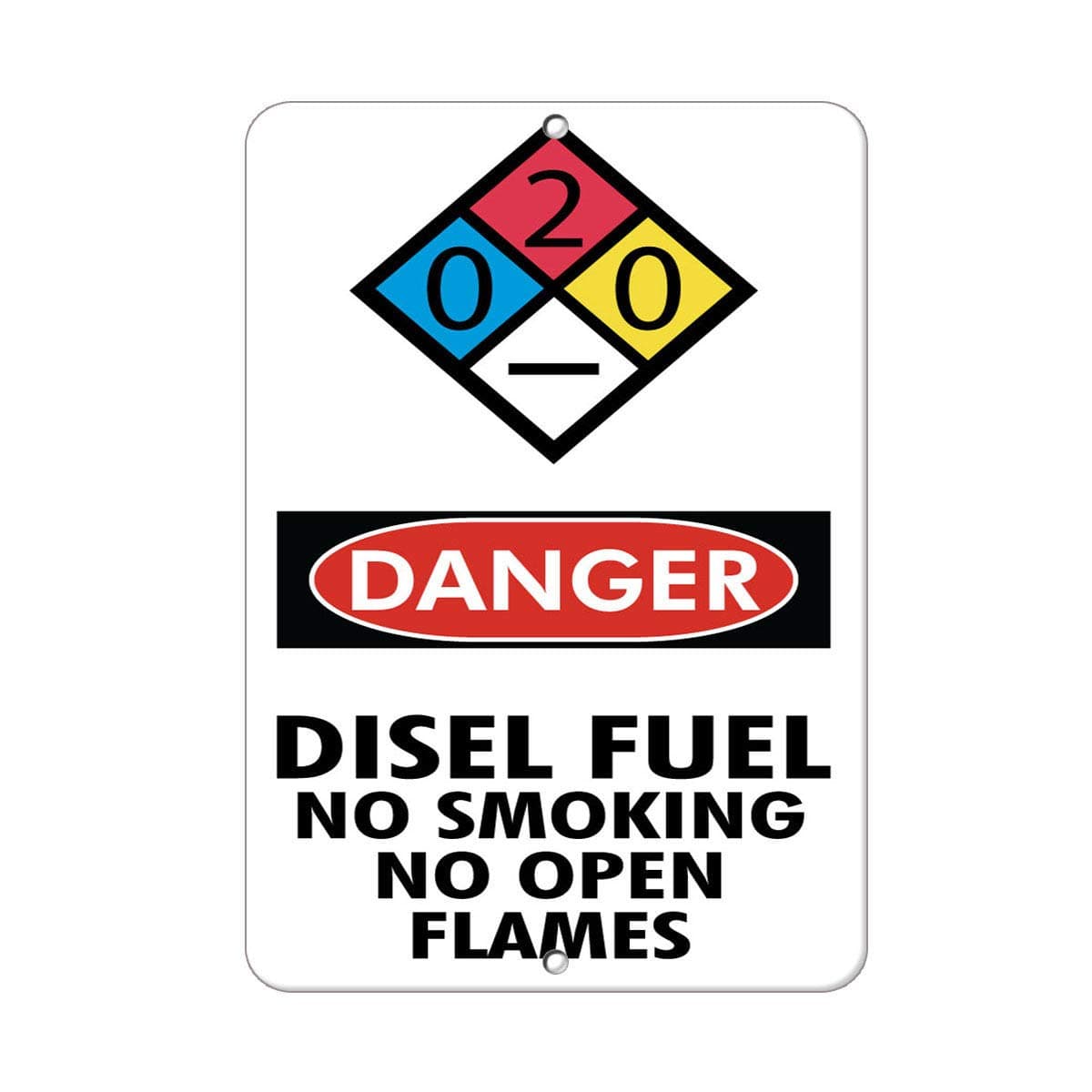 Danger Diesel Fuel No Smoking No Open Flames Hazard Sign Vinyl Sticker Decal 8"