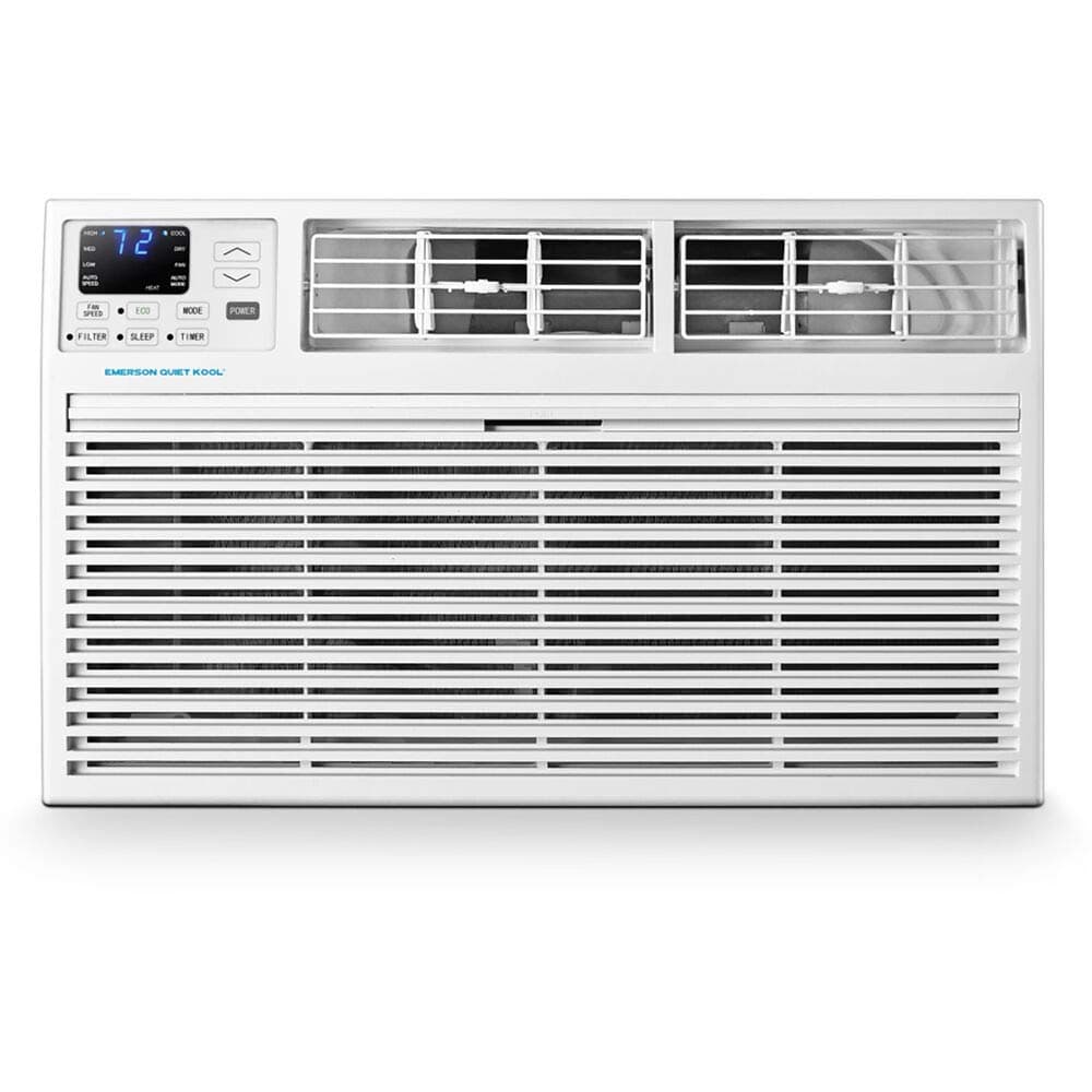 Emerson Quiet Kool 14,000 BTU 230V 4 in 1 Through-the-Wall Air Conditioner, Heater, Dehumidifier, and Fan, For Rooms up to 700 Sq. Ft., with Remote Control and 24H Timer