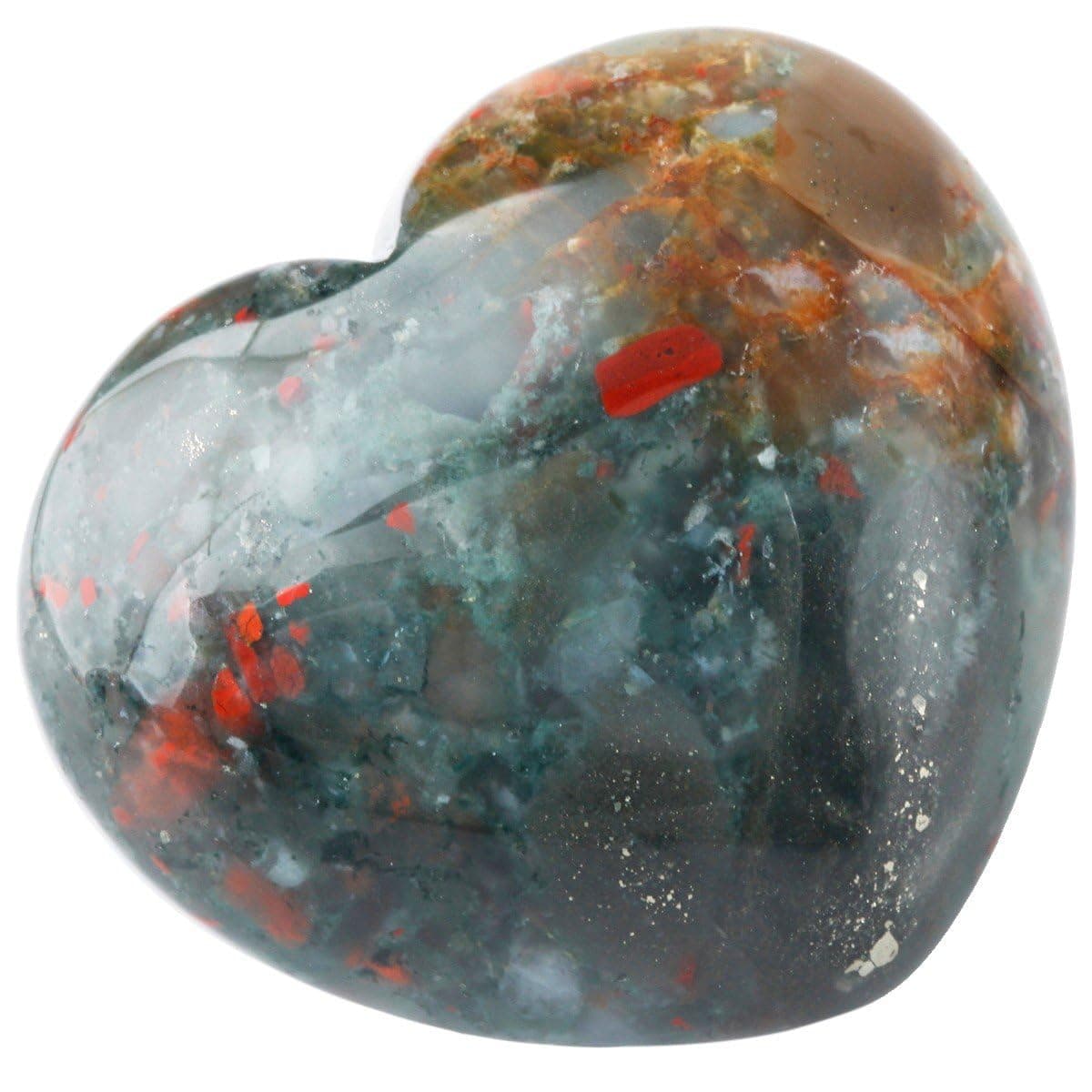 Bloodstone Puffy Heart Stone, Pocket Palm Stone,Natural Palm Stone Crystal Reiki Healing Gemstone Crystal Gift 4 cm Approx by REBUY