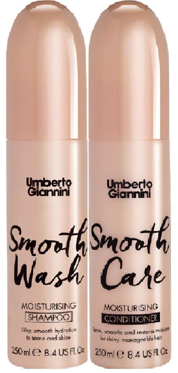 (2 PACK) Umberto Giannini Smooth Wash Moisturising Shampoo x 250ml & Umberto Giannini Smooth Care Moisturising Conditioner x 250ml