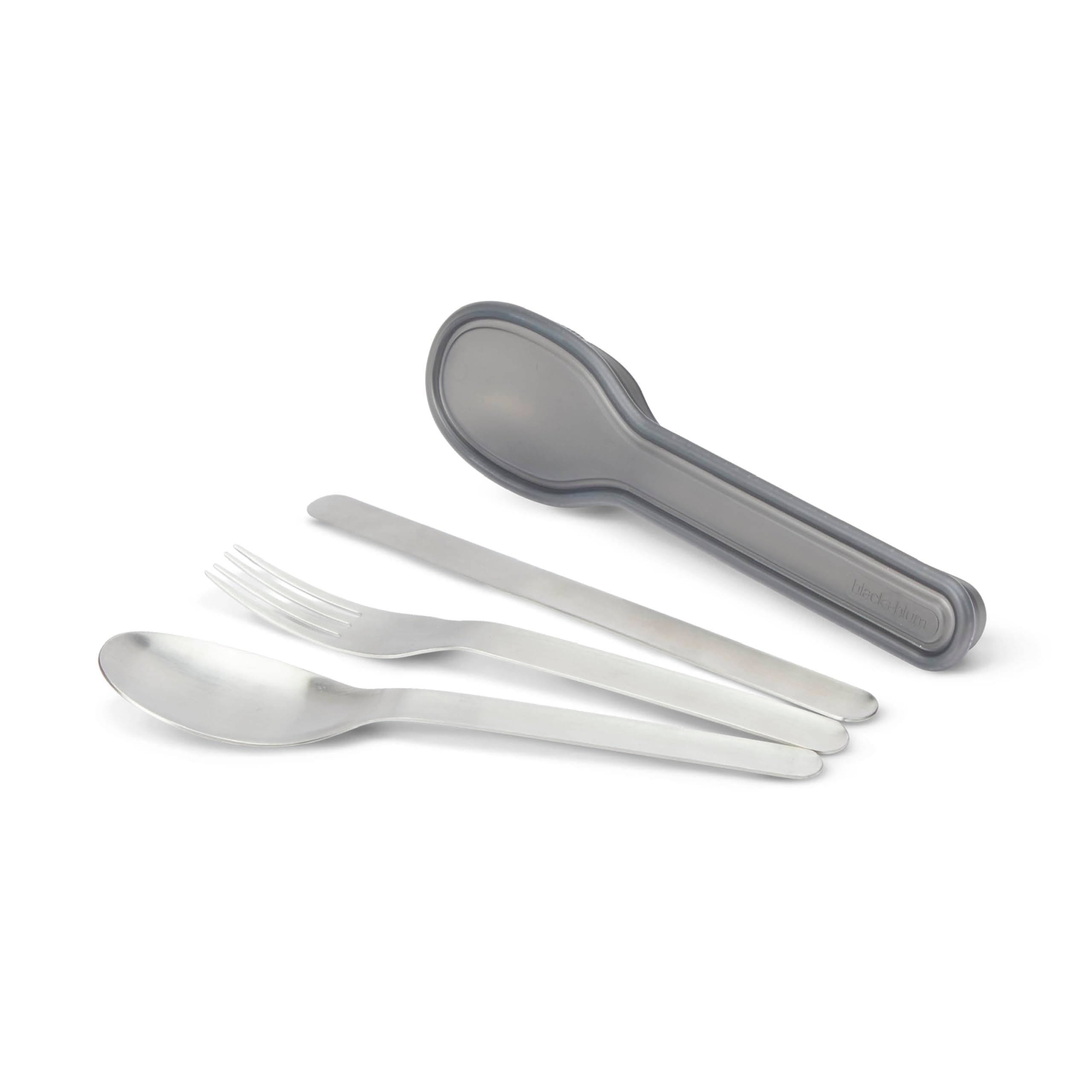 Nesting Cutlery Set 3 Piece Stainless Steel Compact Travel Cutlery Set (Knife, Fork, and Spoon) Portable Tableware with Snap Shut Case, Silver