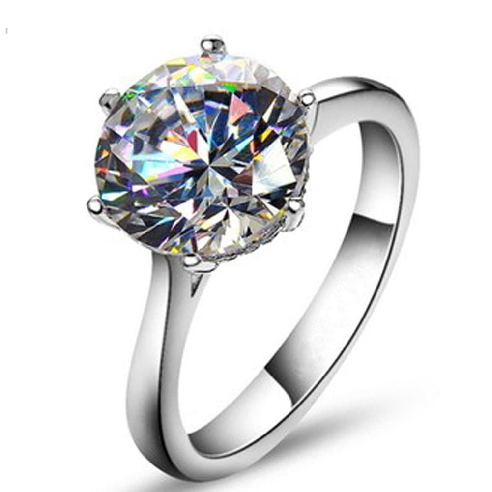 Jewelry Elegant 4ct Round Cushion Cut Solitaire Halo Simulated Diamond Wedding Engagement Ring