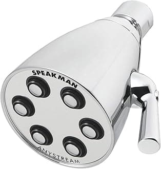 Speakman S-2252 Signature Icon Anystream Adjustable High Pressure Shower Head-2.5 GPM Solid Brass Replacement Bathroom Showerhead, Polished Chrome Finish