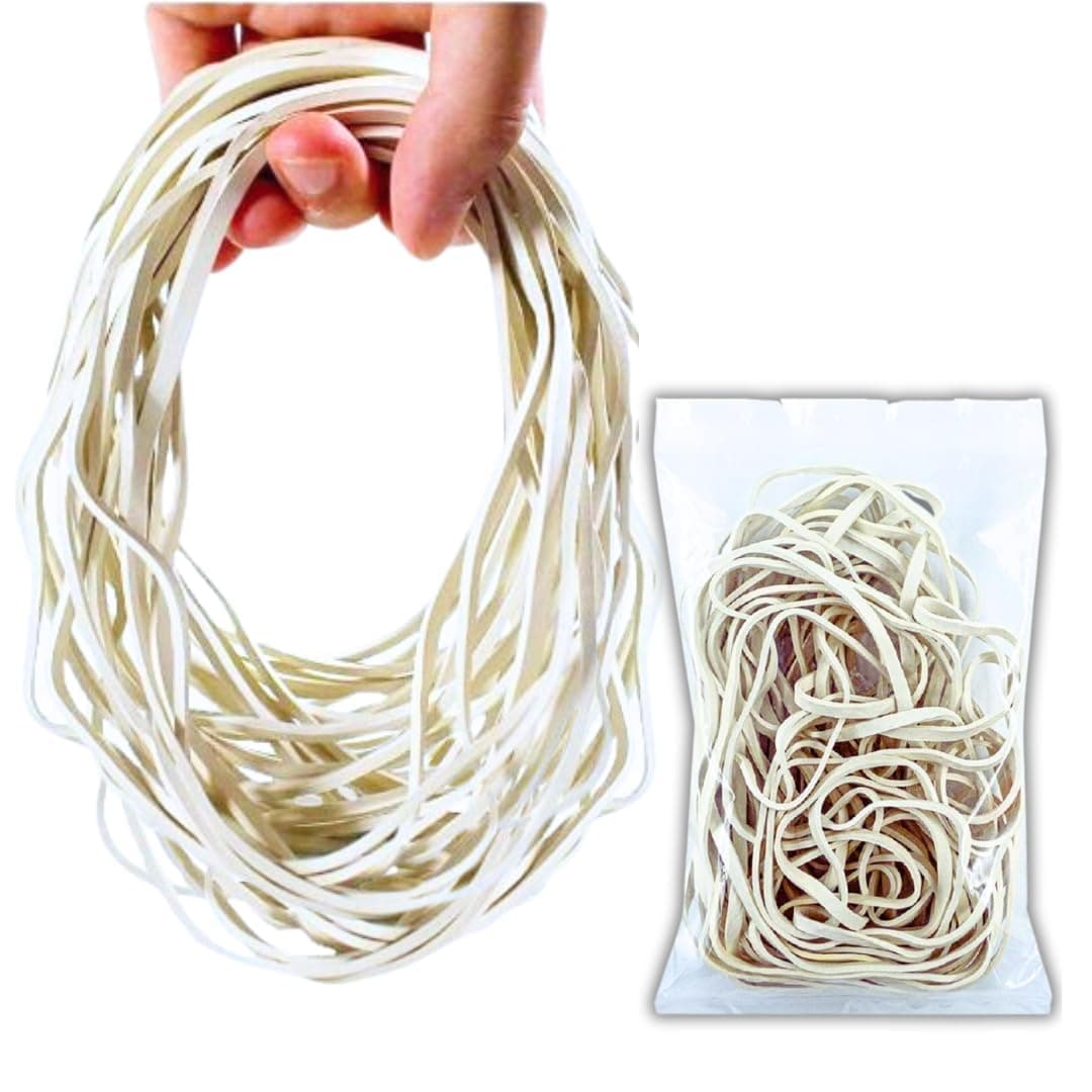 Yosogo Extra Large 8 Inch Big Postal Rubber Band - White Color Heavy Duty Elastic Biodegradable Natural Rubber Bands Pack of 30 Pcs