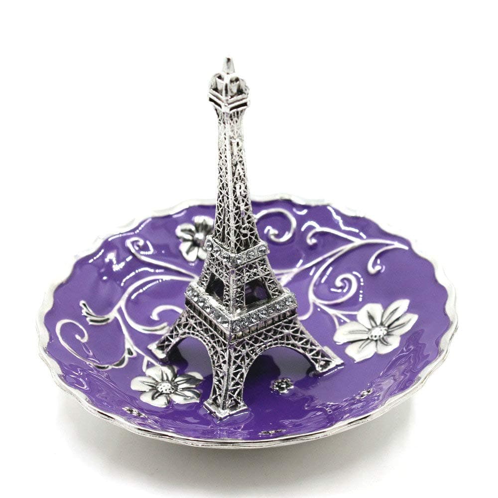 Metal Enamel Effiel Tower Jewelry Display Jewelry Organizers Trays Wedding Decorative (Purple)