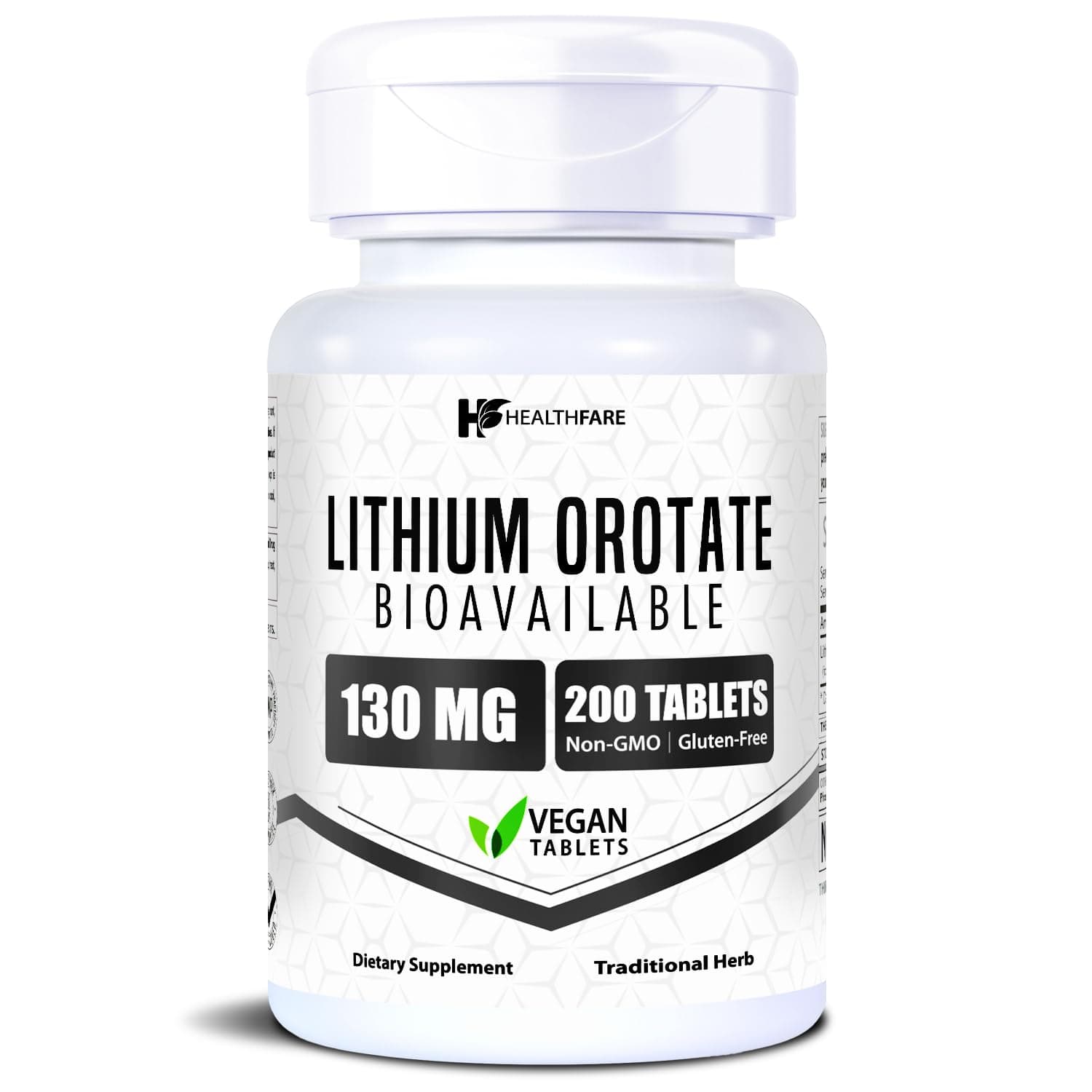 Lithium Orotate Supplement 130mg | 200 Vegetarian Tablets | High Bioavailability Trace Mineral | Mood, Brain & Memory Support | Non-GMO, Gluten-Free | Made in USA