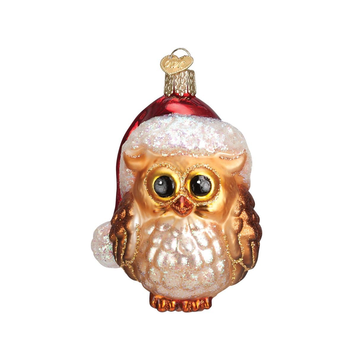 Old World Christmas Santa Owl Glass Blown Ornament for Christmas Tree, Handcrafted Holiday Decoration, Santa Collection