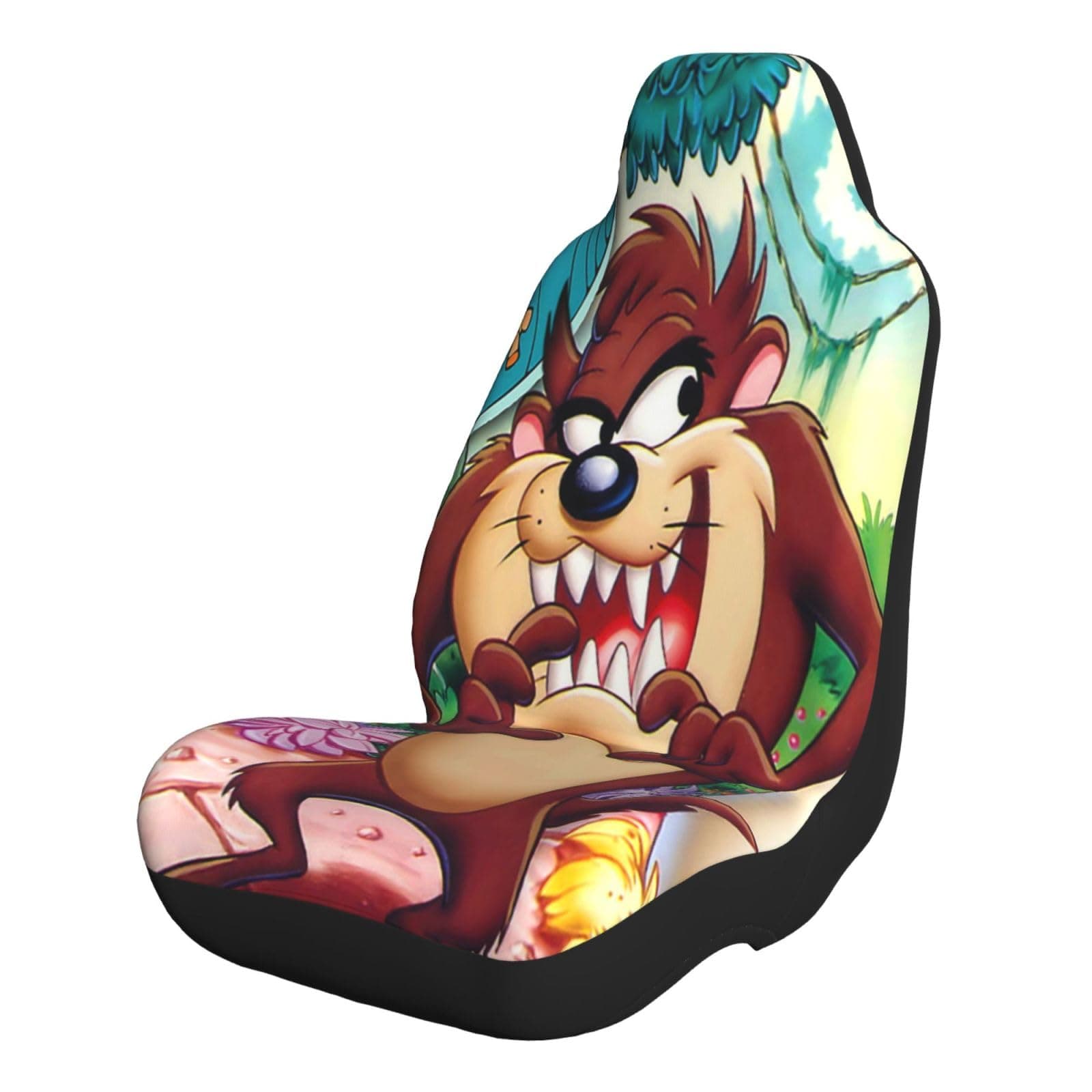KOVOS Tasmanian Cartoon Devil Taz Anime Car Seat Covers Full Front Seats Cover Anime Car Accessories for Most Auto Truck Van SUV 1 PCS